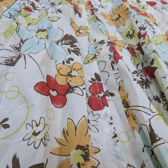 Floral Pleated A-Line Midi Skirt‎ – Women's 4 White Red Yellow Blue - Picture 3 of 9